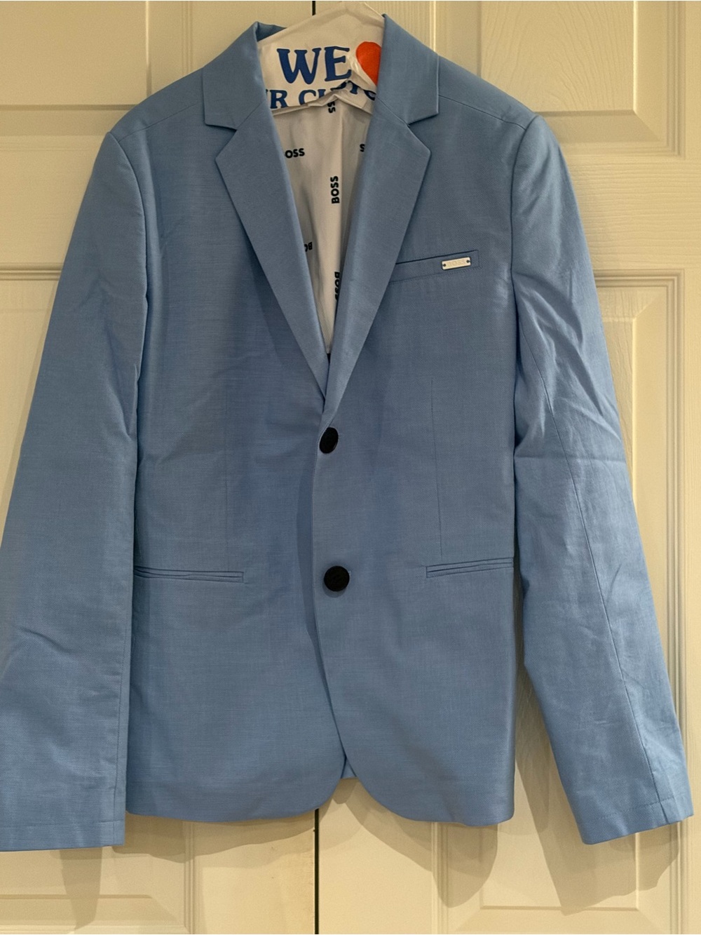 Boss Light Blue Kids Blazer with Notch Lapel